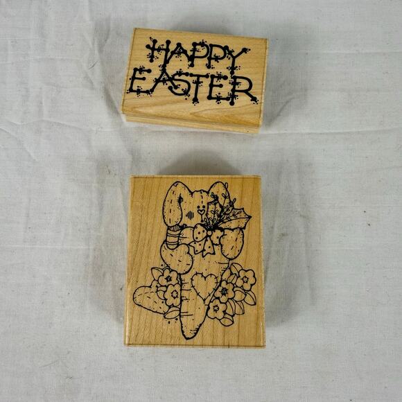 D.O.T.S. Easter Rubber Stamp Set N 214 Garden Bunny J 190 Happy Easter Crafts - Picture 1 of 4
